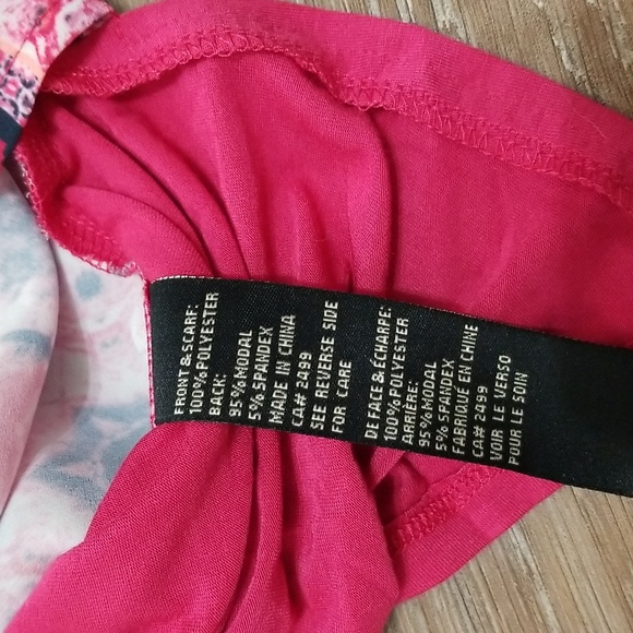 (L) DG2 by Diane Gilman Floral Print Flowy Top Built in Scarf Occasion Office - Picture 7 of 8